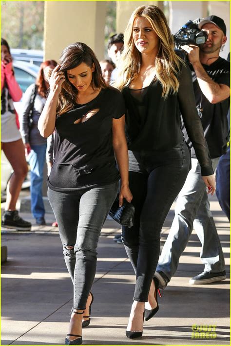 Kim Kardashian Bares Cleavage In Black Cut Out Shirt Photo Khloe Kardashian Kim
