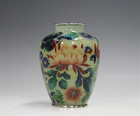 A Japanese Plique à Jour Enamel Vase Probably By Ando The Ovoid Body