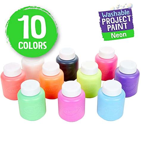 Crayola Washable Kids Paint Set 2oz Bottles 10 Count Assorted Neon