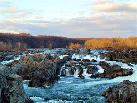 Great Falls National Park Va Usa Water Autumn River Forest