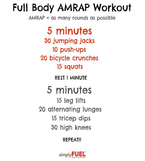 Full Body Amrap Workout Simplyfuel