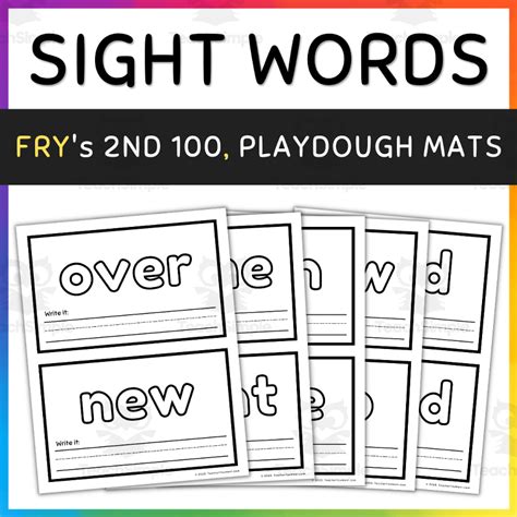 Sight Words Playdough Mat Frys 2nd 100 Sight Words Practice