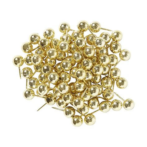Otto Round Push Pins Gold 80 Pack Officeworks