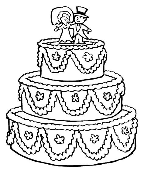 Beautifully Decorated Wedding Cake Coloring Pages: Beautifully