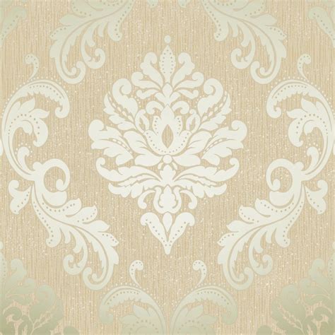 Great savings & free delivery / collection on many items. Chelsea Glitter Damask Wallpaper Cream Gold - Wallpaper ...