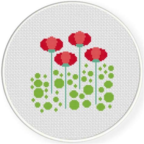 A motif for stitching a christmas tablecloth or other things related to the great christian holiday. Sweet Red Flowers Cross Stitch Pattern - Daily Cross Stitch