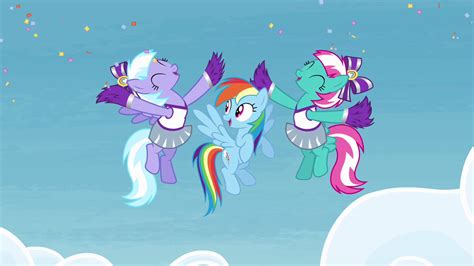 Image Cheerleaders Cheering For Rainbow S4e10png My Little Pony