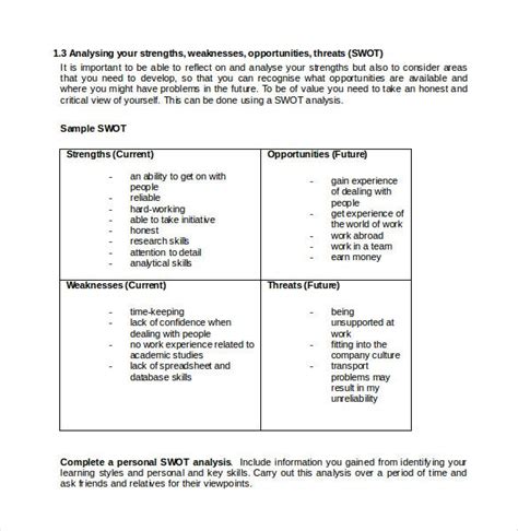 In my humble opinion, the personal swot can be used in order to make. Personal SWOT Analysis Template - 15+ Examples in PDF ...