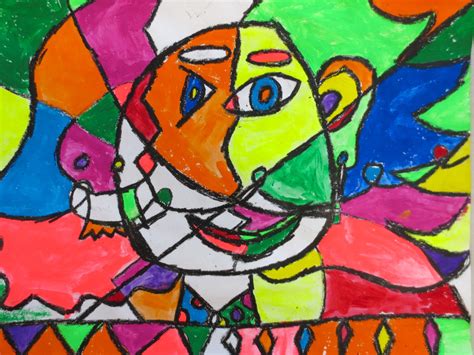 Zilker Elementary Art Class 3rd Grade Picasso Faces Paintings