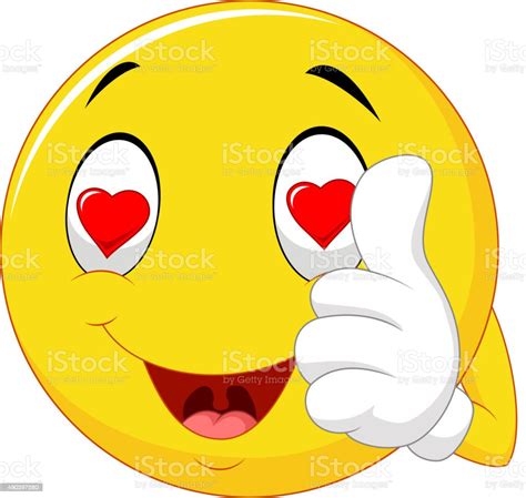 Cartoon Happy Love Face And Giving Thumb Up Illustration Stock
