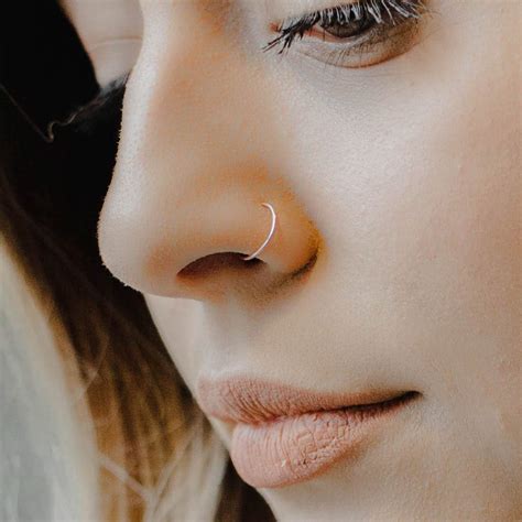 Surgical Steel Open Nose Ring Hoop Lip Ring Small Thin Piercing Colour Size Body Jewellery