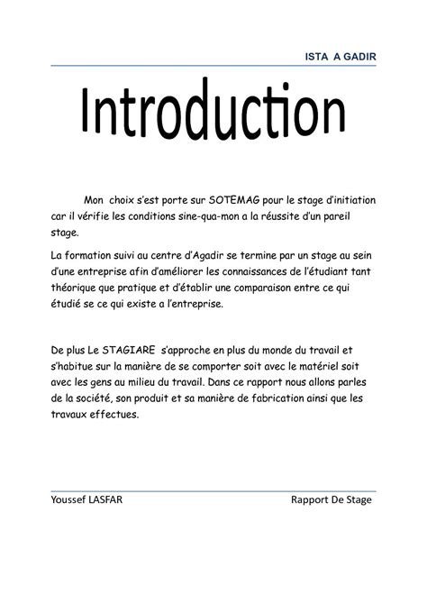 Citation Celebre Introduction Pour Un Rapport De Stage