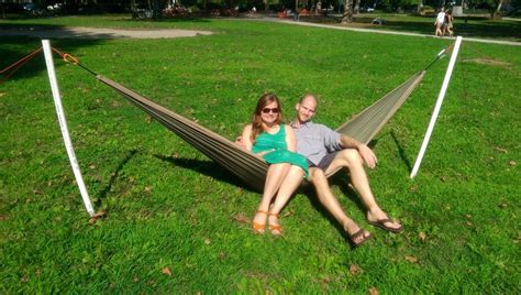 A hammock is the perfect outdoor relaxation spot. Free-Standing Portable Hammock Stand | Hammock stand, Hammock stand diy, Portable hammock