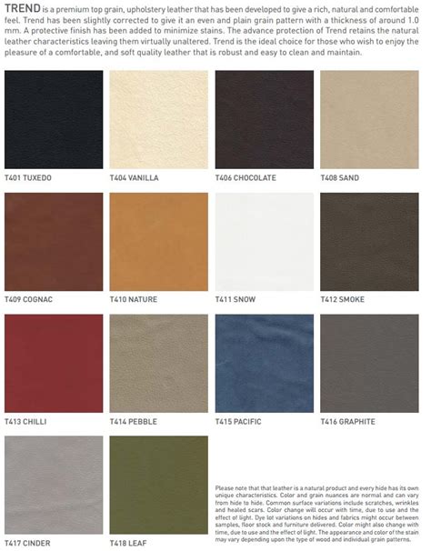 Stressless Leather Colour Chart