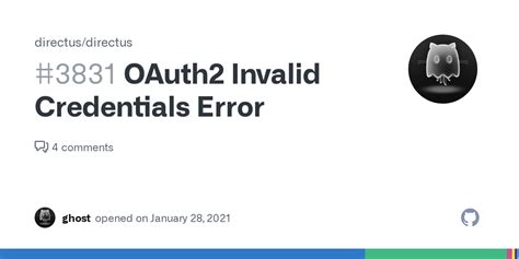 OAuth Invalid Credentials Error Issue Directus Directus GitHub