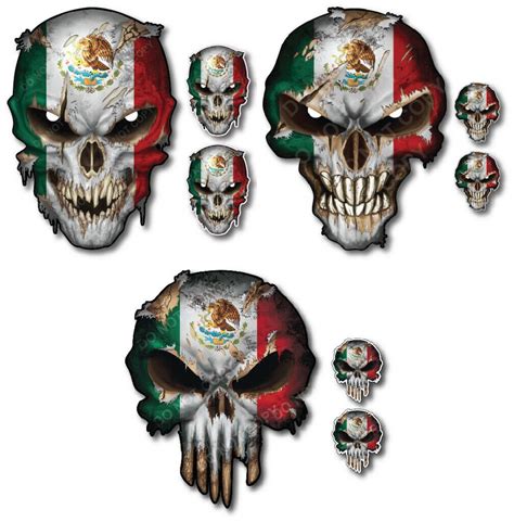 9x Mexico Flag Skull Decal Window Sticker Bumper Car Truck Mexican