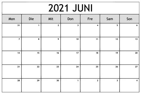 Kalender 2021 Juni Zum Ausdrucken Druckbarer 2022 Kalender