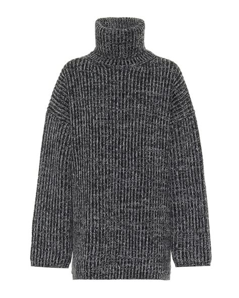 Acne Studios Ribbed Knit Wool Turtleneck Sweater In Grey Gray Lyst