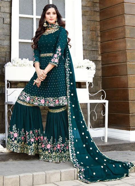 Your Choice Zaraa Vol Blooming Georgette Heavy Work Sharara Suits Collection Catalog