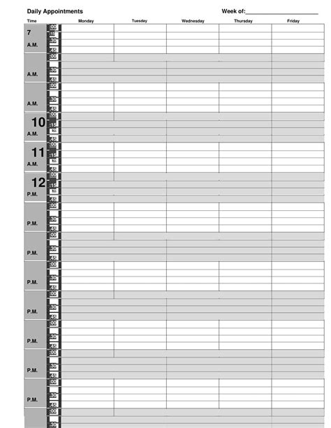 Free Printable Appointment Schedule Templates Excel Word Pdf