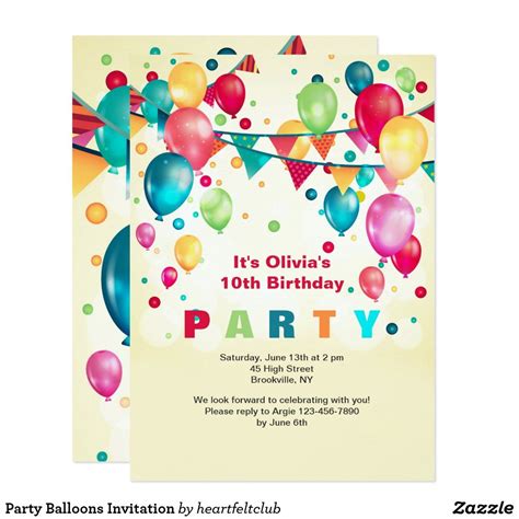 Party Balloons Invitation Balloon Invitation Party
