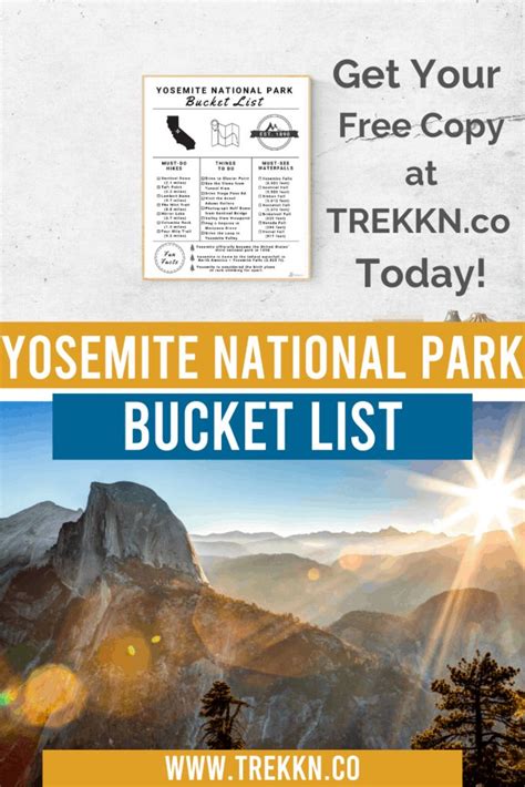 The Yosemite National Park Bucket List With Text Overlaying It And