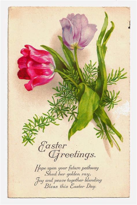 Antique Images Free Printable Digital Easter Greeting Card And Tulip