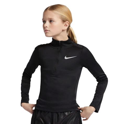 Nike Girls Quarter Zip Running Top Black Bmc Sports