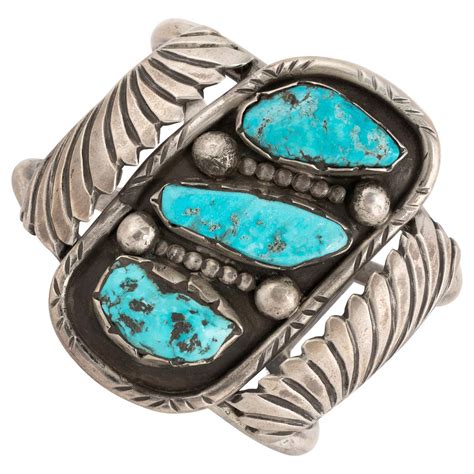 Navajo Morenci Turquoise And Sterling Bracelet For Sale At 1stdibs