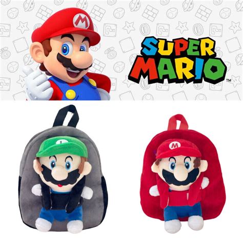 Cute Super Mario Backpack With Plush Mario And Luigi Toys Water Pipe