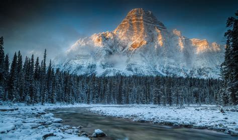 Mount Chephren Banff National Park Alberta Canada Winter Wallpaper