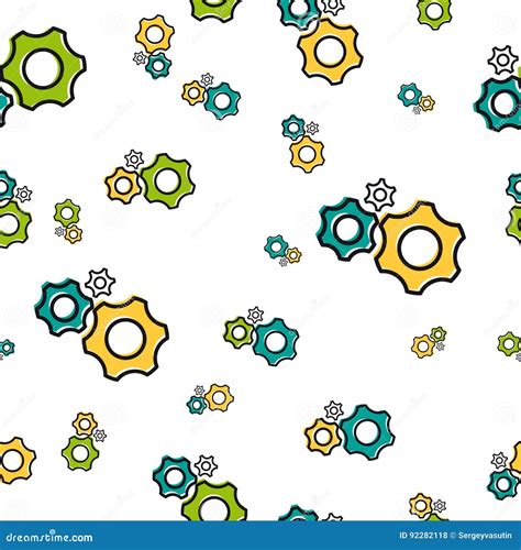 Seamless Pattern With Gear Wheels Stock Vector Illustration Of
