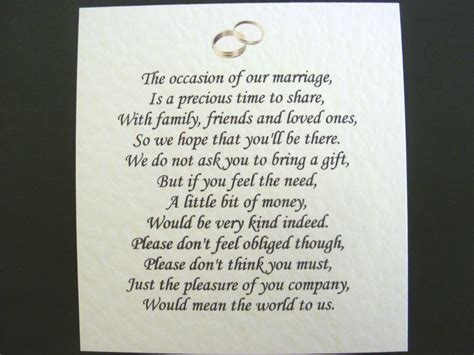 Should you really ask for money as a wedding gift? 20 Wedding poems asking for money gifts not presents Ref ...