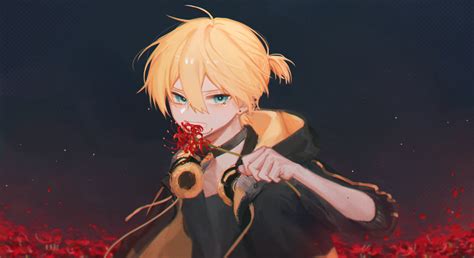 Blonde Blue Eyes Vocaloid Kagamine Len Anime Anime Boys