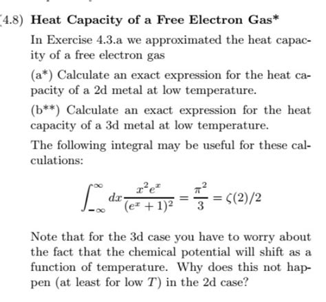 Solved 4 8 Heat Capacity Of A Free Electron Gas In Chegg Com