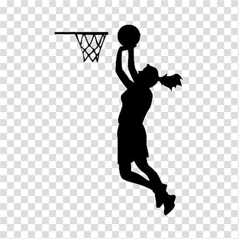 Basketball Hoop Silhouette Female Women Dribbling Shooting Sports