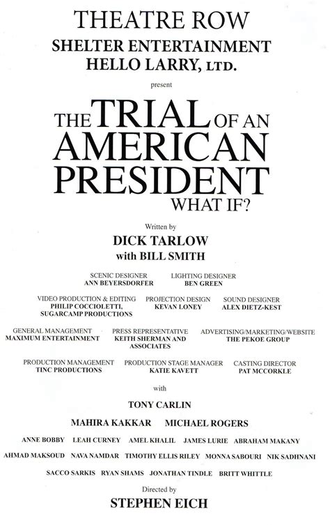 THEATRE S LEITER SIDE 70 Review THE TRIAL OF AN AMERICAN PRESIDENT