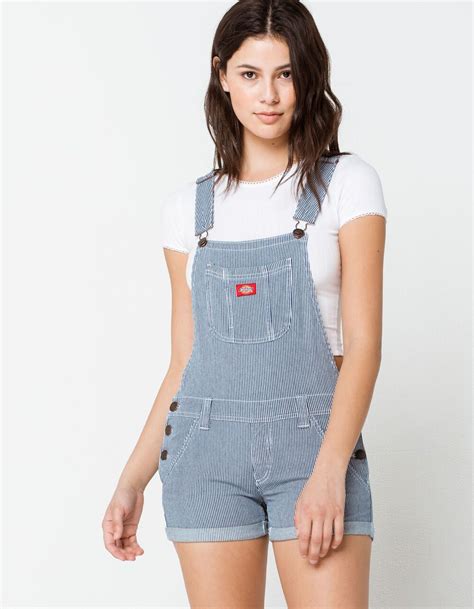 Dickies Hickory Stripe Shortalls Navwh 364179292 Overall Shorts Outfit Overalls Outfit