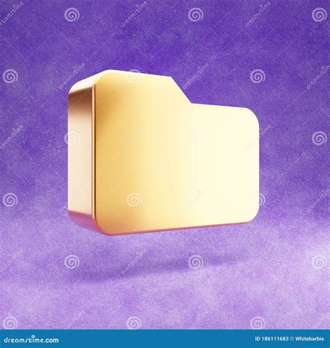Folder Icon Gold Glossy Folder Symbol Isolated On Violet Velvet