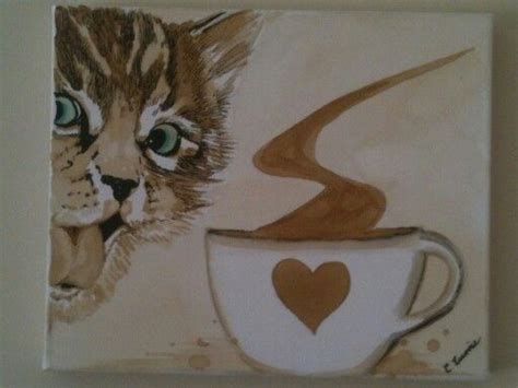 Cat Painted With Coffee And Ink Painting Cat