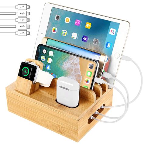 Mua Bamboo Charging Station Dock For 45 6 Ports Usb Charger With 5