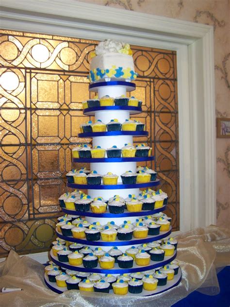 Cake A Licious Royal Blue And Yellow Buttons Wedding Cake