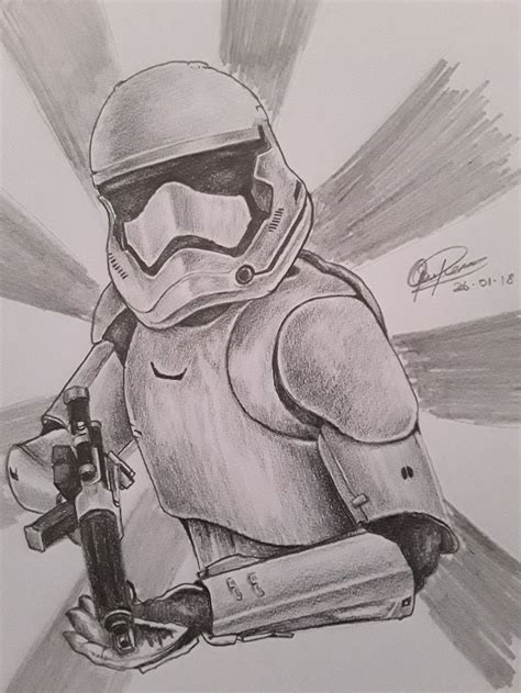 4b Graphite Pencil Drawing Of A Storm Trooper From Star