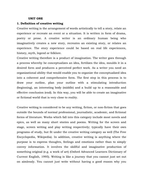 Creative Writing Study Notes Hsc English Standard Year 12 Hsc