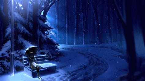 Winter Night Anime Forest Wallpapers Wallpaper Cave