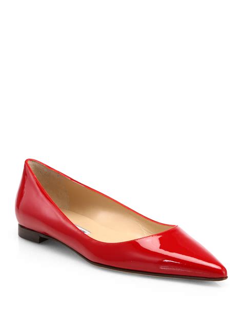 Lyst Manolo Blahnik Bb Patent Leather Ballet Flats In Red
