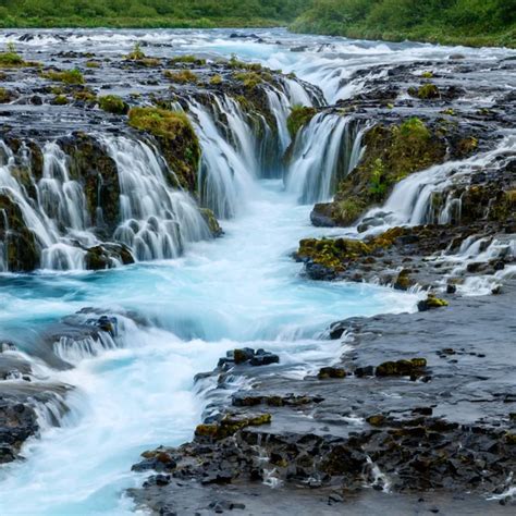 Bruarfoss Waterfall Beautiful Waterfall Iceland Take Long Time Shot