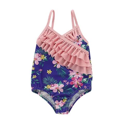2019 Toddler Kids Baby Girls Clothes Flower Ruffles Bikini Set Swimwear