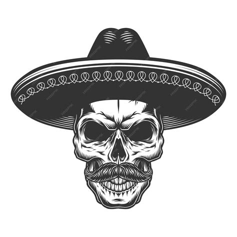 Free Vector Skull In The Mexican Sombrero