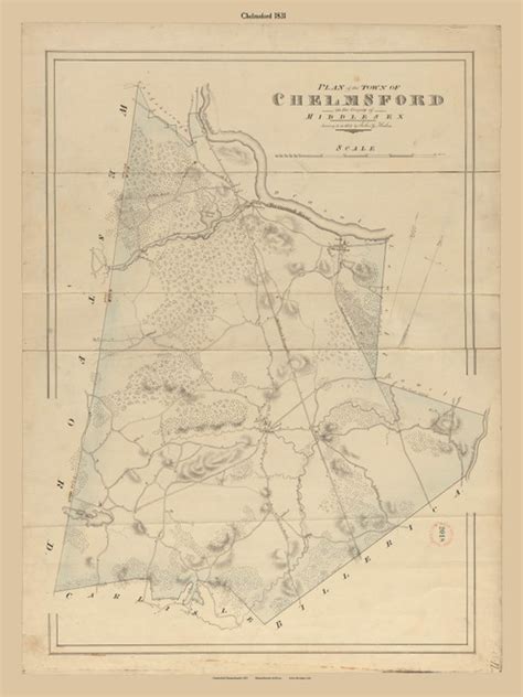 Chelmsford Massachusetts 1831 Old Town Map Reprint Roads Place Names